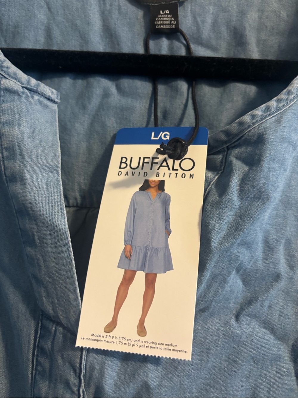 Buffalo David Bitton Light Blue Chambray Tiered Mini Dress